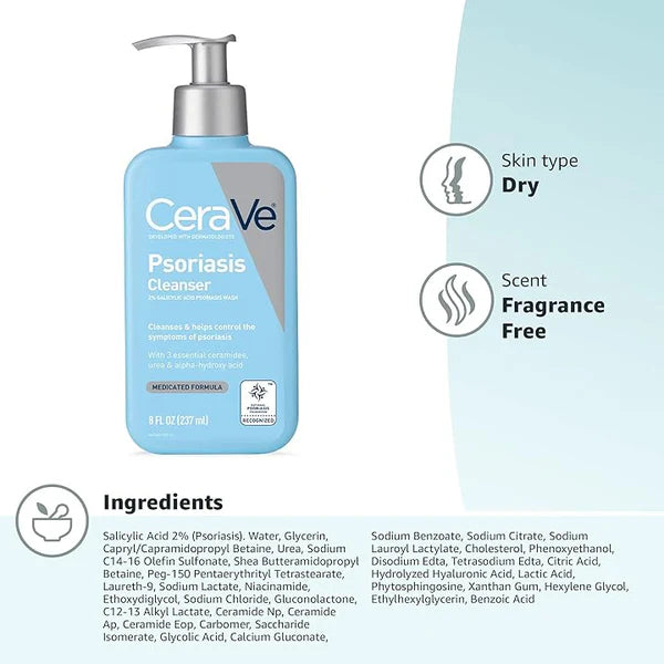 CeraVe Psoriasis Cleanser 2% Salicylic Acid Psoriasis Wash 237ml