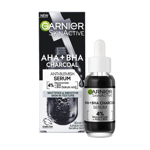 Garnier AHA+BHA Charcoal Anti-Blemish Serum 30ml